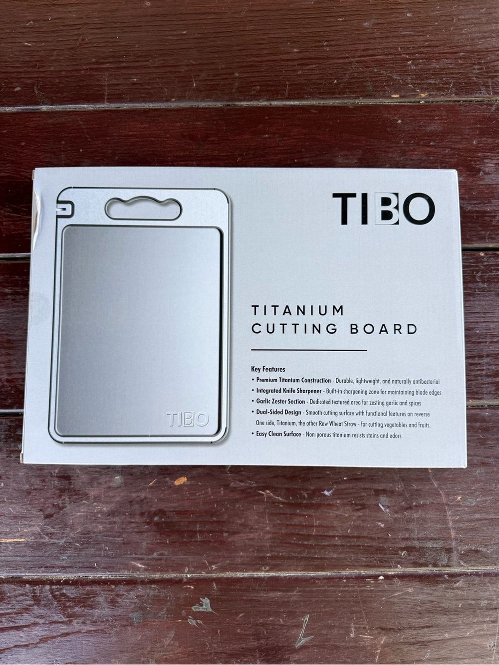 TIBO Titanium Cutting Board Large Silver Rectangle Easy Clean w/ Sharpener